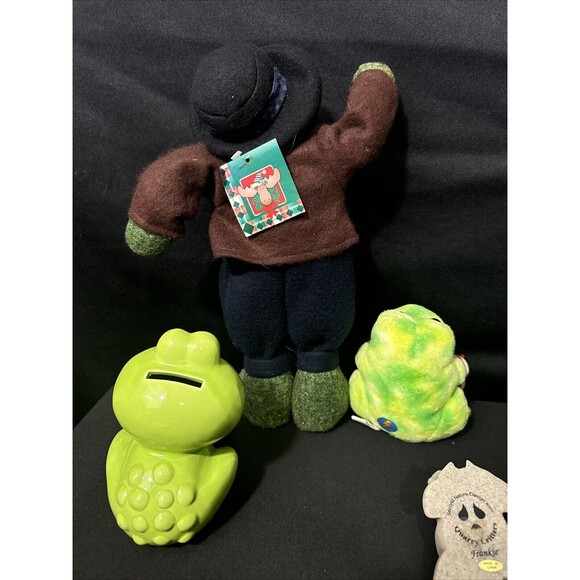 Frog Figurine And Plush Collector Lot 5 Pc EUC Vintage LEFTON, JUMPS TY, Frankie - Picture 10 of 11
